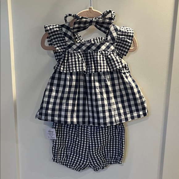 Little Me Black and White Gingham Kids Matching Set - Picture 1 of 6